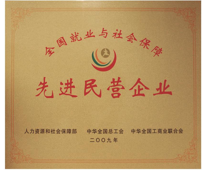 全國就業(yè)與社會保障先進(jìn)民營企業(yè)